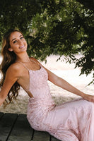 Load image into Gallery viewer, Pink Mermaid Long Formal Dress with Appliques