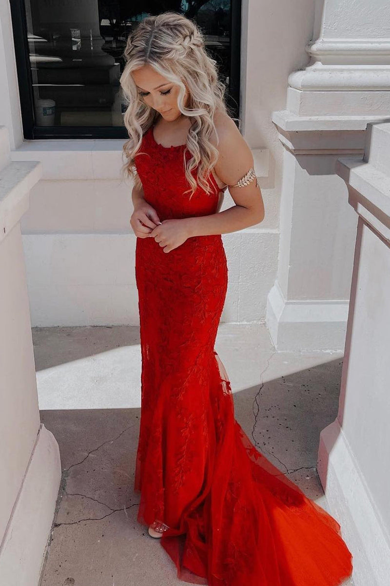 Load image into Gallery viewer, Lace Mermaid Backless Formal Dress