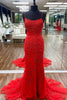 Load image into Gallery viewer, Blue Mermaid Tulle Backless Long Formal Dress with Lace