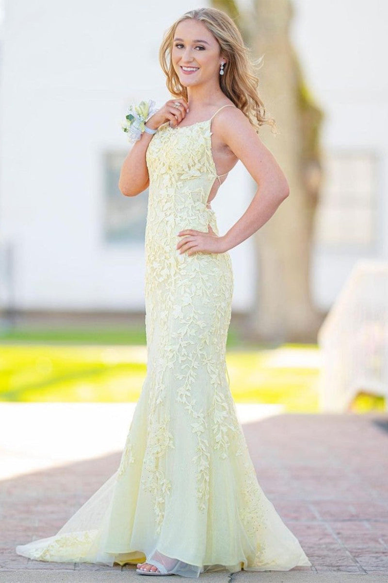 Load image into Gallery viewer, Blue Spaghetti Straps Backless Formal Dress