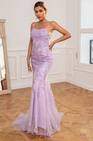 Load image into Gallery viewer, Light Purple Mermaid Long Formal Dress with Appliques