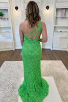 Load image into Gallery viewer, Mermaid One Shoulder Dark Purple Sequins Party Dress