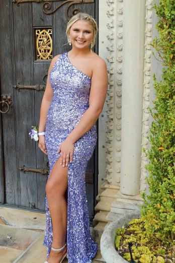 Green Sequin Long Formal Dress with Slit
