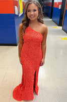 Load image into Gallery viewer, Green Sequin Long Formal Dress with Slit