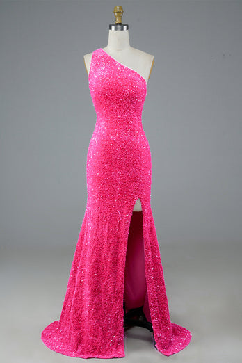 Green Sequin Long Formal Dress with Slit