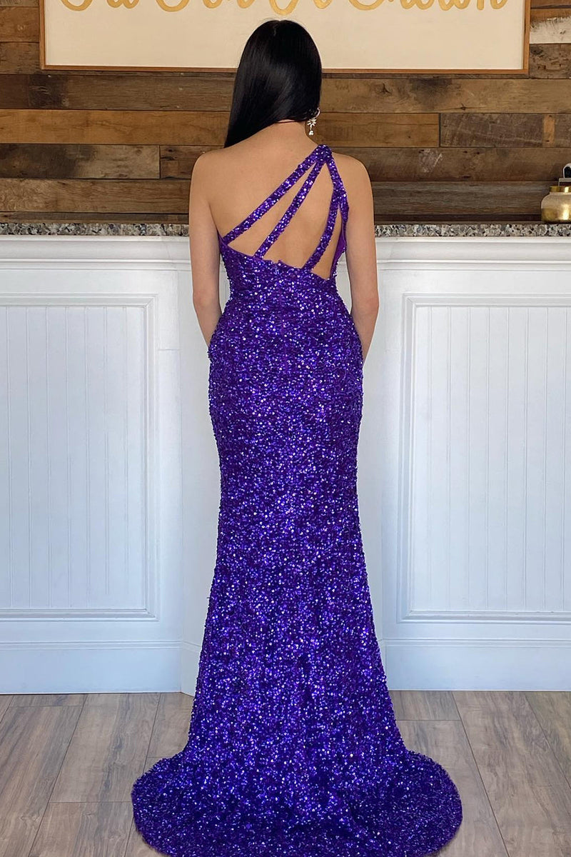 Load image into Gallery viewer, Green Sequin Long Formal Dress with Slit
