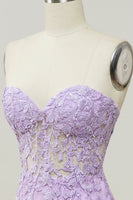Load image into Gallery viewer, Purple Sweetheart Neck Mermaid Formal Dress With Appliques