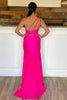 Load image into Gallery viewer, One Shoulder Hot Pink Formal Dress with Slit