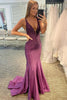 Load image into Gallery viewer, Mermaid Deep V Neck Royal Blue Long Formal Dress with Beading