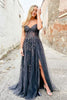 Load image into Gallery viewer, Charcoal Off the Shoulder Formal Dress with Appliques