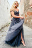 Load image into Gallery viewer, Charcoal Off the Shoulder Formal Dress with Appliques