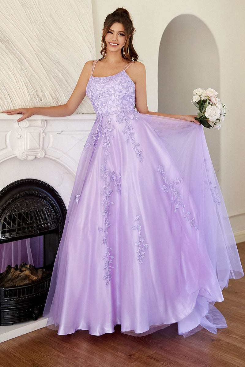 Load image into Gallery viewer, Red Spaghetti Straps Long Formal Dress with Appliques