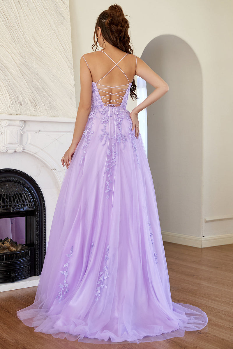 Load image into Gallery viewer, Red Spaghetti Straps Long Formal Dress with Appliques