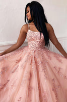 Load image into Gallery viewer, Princess Champagne Spaghetti Straps Formal Dress