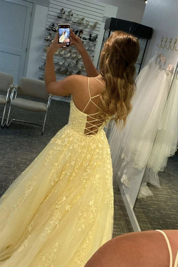 Red Spaghetti Straps Long Formal Dress with Appliques