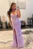 Load image into Gallery viewer, Purple Corset Sweetheart Long Lace Formal Dress with Slit