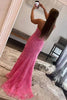Load image into Gallery viewer, Pink Corset Sweetheart Long Lace Formal Dress with Slit
