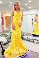 Load image into Gallery viewer, Sparkly Mermaid Orange Sequins Long Formal Dress