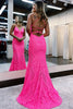 Load image into Gallery viewer, Sparkly Mermaid Backless Hot Pink Sequins Long Formal Dress