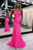 Load image into Gallery viewer, Sparkly Mermaid Backless Hot Pink Sequins Long Formal Dress