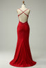 Load image into Gallery viewer, Sparkly Dark Red Beaded Long Formal Dress with Appliques