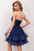 Load image into Gallery viewer, Navy Short Tulle Cocktail Dress