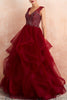 Load image into Gallery viewer, Burgundy Tulle Long Prom Dress