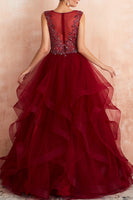 Load image into Gallery viewer, Burgundy Tulle Long Prom Dress