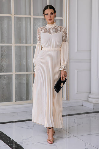 Apricot Lace Mother Of The Bride Dress with Long Sleeves
