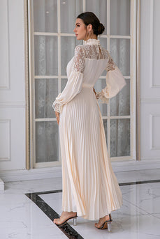 Apricot Lace Mother Of The Bride Dress with Long Sleeves