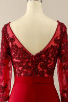 Load image into Gallery viewer, Burgundy Mother Of The Bride Dress with Sleeves