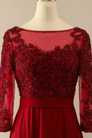 Load image into Gallery viewer, Burgundy Mother Of The Bride Dress with Sleeves