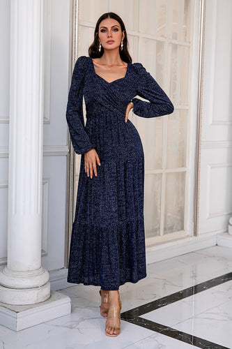 Navy Long Sleeves Mother Of The Bride Dress