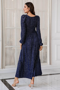 Navy Long Sleeves Mother Of The Bride Dress