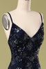 Load image into Gallery viewer, Mermaid Sparkly Navy Long Formal Dress with Sequins