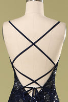 Load image into Gallery viewer, Mermaid Sparkly Navy Long Formal Dress with Sequins