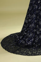 Load image into Gallery viewer, Mermaid Sparkly Navy Long Formal Dress with Sequins