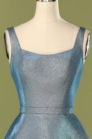 Load image into Gallery viewer, Glitter Blue Open Back Long Formal Dress