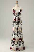 Load image into Gallery viewer, Mermaid Ivory Flower Printed Long Formal Dress