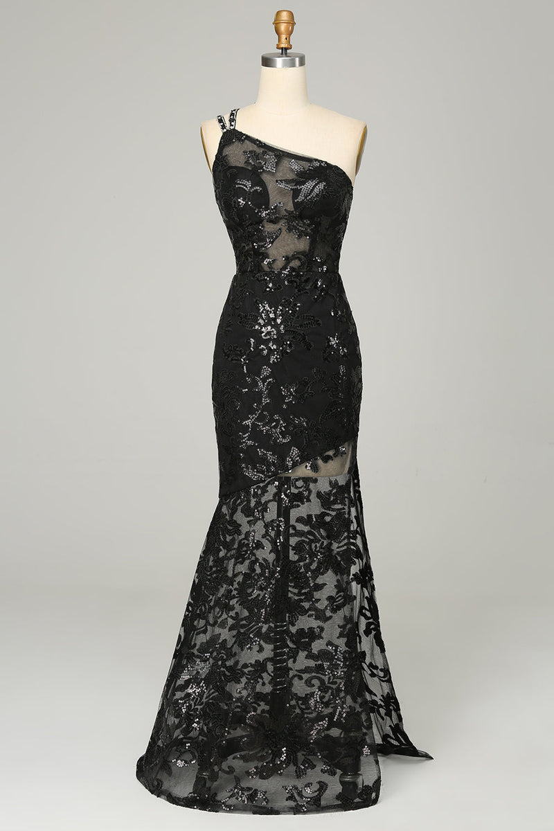 Load image into Gallery viewer, Sheath One Shoulder Lace Formal Dress