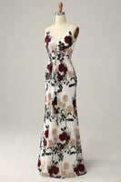 Load image into Gallery viewer, Mermaid Ivory Flower Printed Long Formal Dress