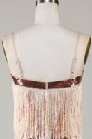 Load image into Gallery viewer, Black Spaghetti Straps Sequins 1920s Dress with Fringes