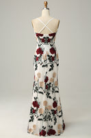 Load image into Gallery viewer, Mermaid Ivory Flower Printed Long Formal Dress