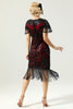 Load image into Gallery viewer, 1920 Black&amp;Red Sequins Dress with Batwing Sleeves