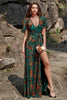 Load image into Gallery viewer, Burnout Velvet Dark Green Mother of Bride Dress