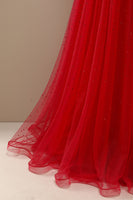 Load image into Gallery viewer, A-Line Tulle Spaghetti Straps Red Long Formal Dress