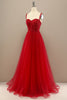 Load image into Gallery viewer, A-Line Tulle Spaghetti Straps Red Long Formal Dress
