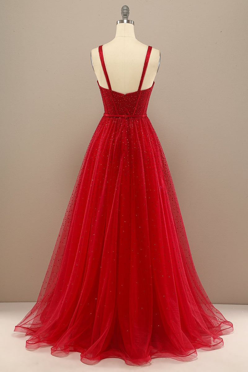 Load image into Gallery viewer, Red Sweetheart Formal Dress with Beading