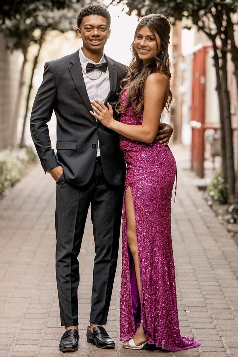 Load image into Gallery viewer, Black Notched Lapel 2-Piece Men&#39;s Prom Wedding Suits