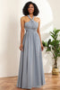 Load image into Gallery viewer, Grey Blue Convertible Long Chiffon Bridesmaid Dress